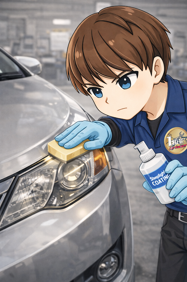 ヘッドライトクリーニングは栃木県壬生町の安納自動車へ